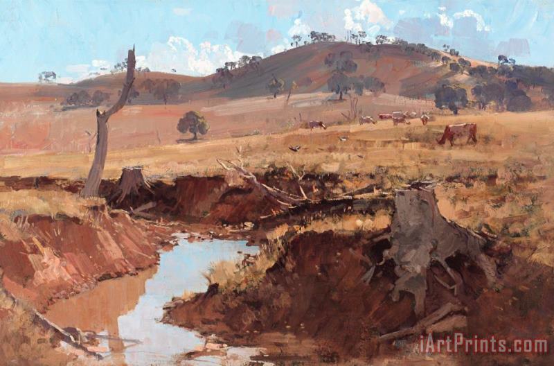 The Creek painting - Arthur Streeton The Creek Art Print