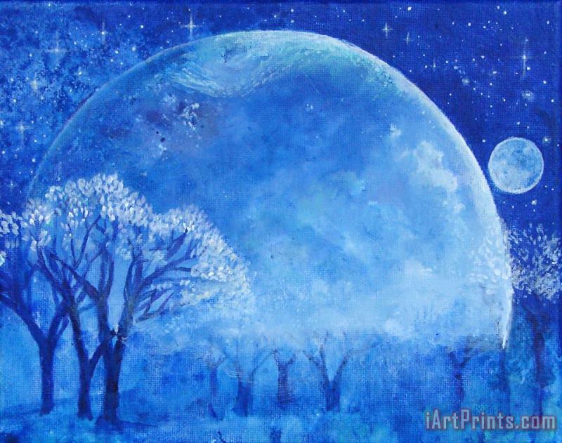 Ashleigh Dyan Moore Blue Night Moon Art Print