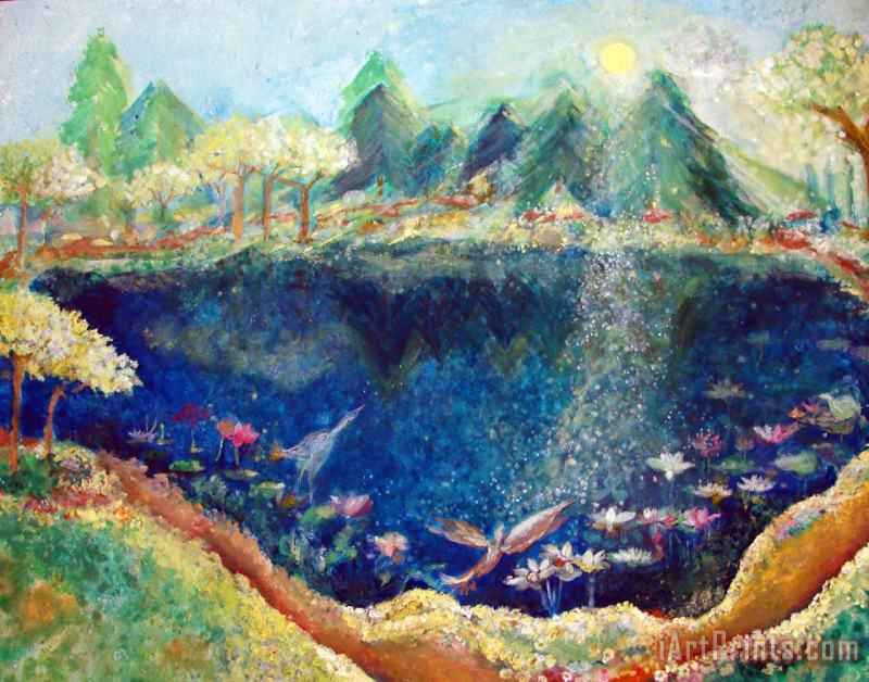 Lotus Lake painting - Ashleigh Dyan Moore Lotus Lake Art Print