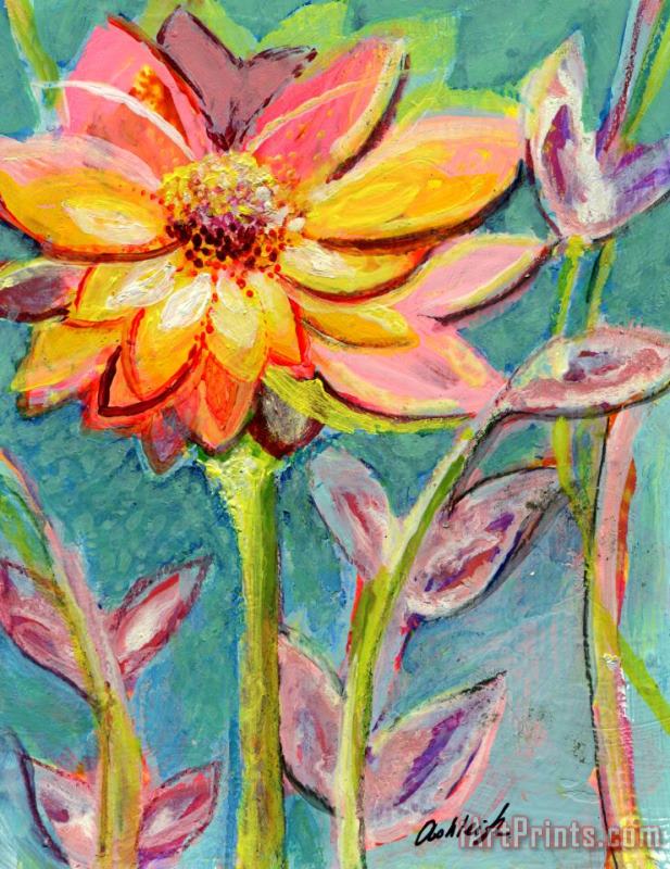 One Pink Flower painting - Ashleigh Dyan Moore One Pink Flower Art Print