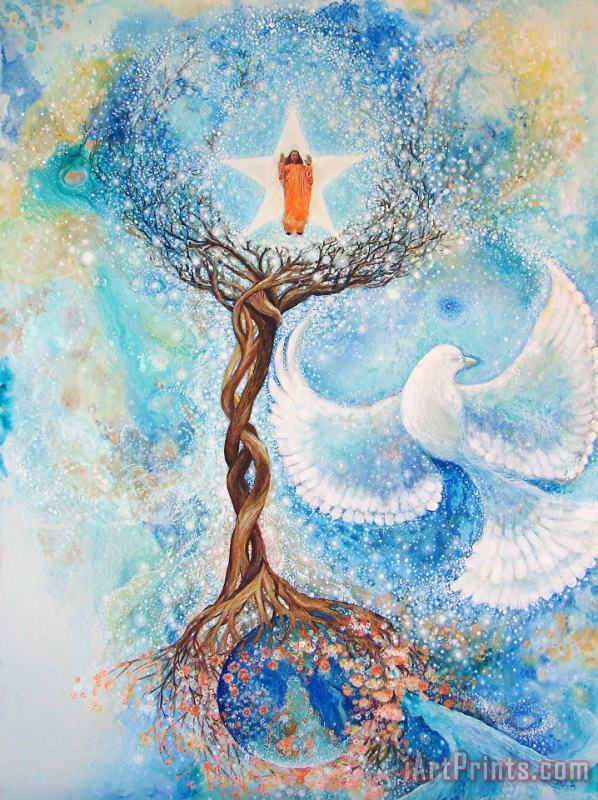 Paramhansa Yogananda - Mist painting - Ashleigh Dyan Moore Paramhansa Yogananda - Mist Art Print