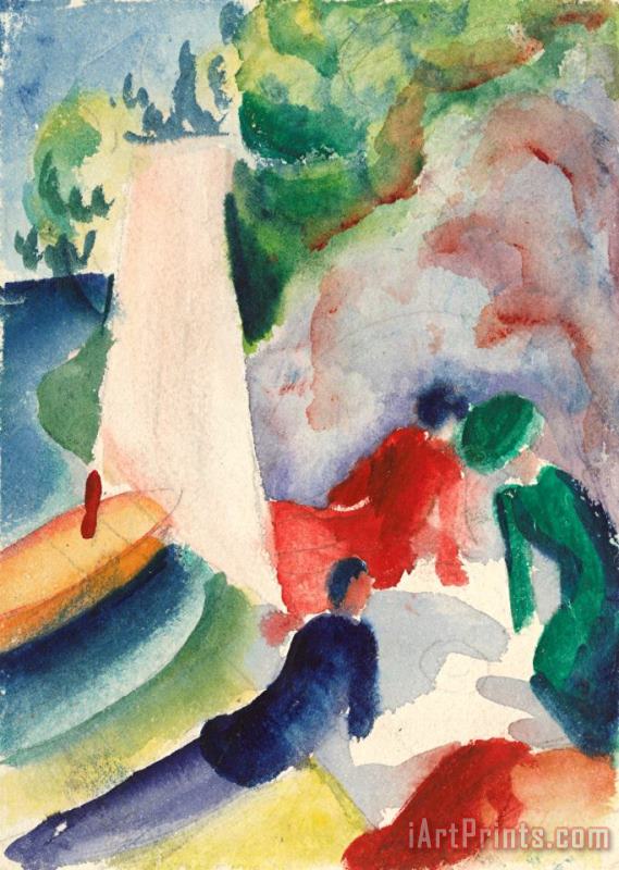 August Macke Picnic on The Beach (picnic After Sailing), 1913 Art Print