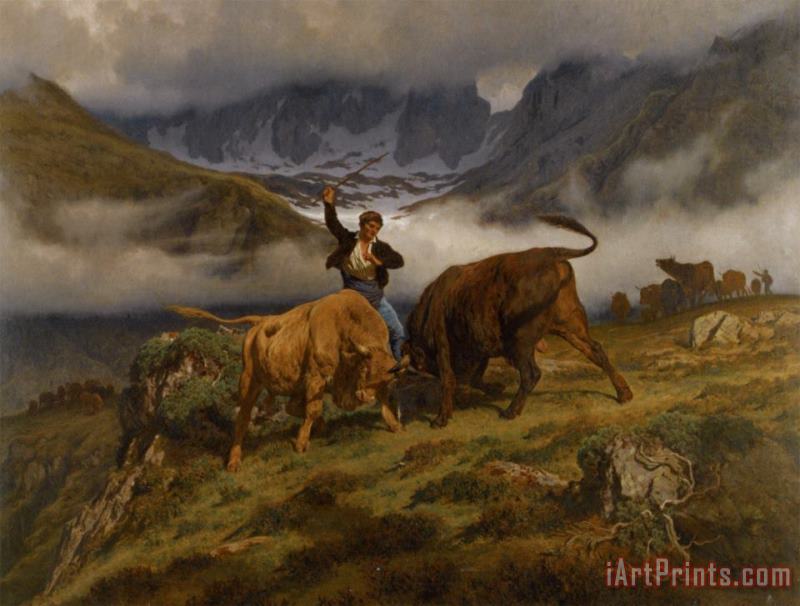 Le Combat Souvenir Des Pyrenees painting - Auguste Bonheur Le Combat Souvenir Des Pyrenees Art Print