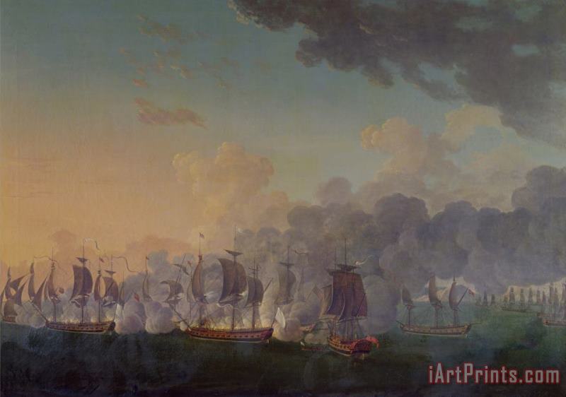 The Battle of Louisbourg on the 21st July 1781 painting - Auguste Rossel De Cercy The Battle of Louisbourg on the 21st July 1781 Art Print