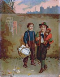 Augustus Edward Mulready Beggars and a Monkey painting