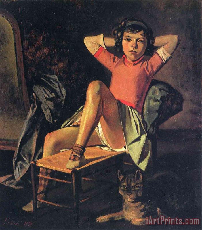 Balthasar Klossowski De Rola Balthus Girl And Cat 1937 Art Painting