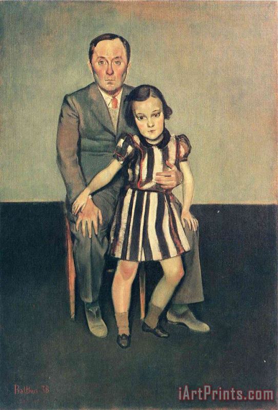 Balthasar Klossowski De Rola Balthus Joan Miro And His Daughter Dolores 1937 Art Painting