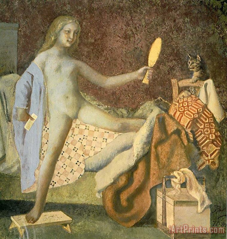 The Cat in The Mirror painting - Balthasar Klossowski De Rola Balthus The Cat in The Mirror Art Print