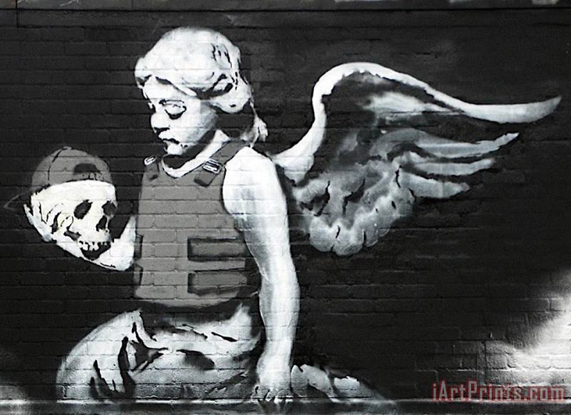 Cherub And Skull painting - Banksy Cherub And Skull Art Print