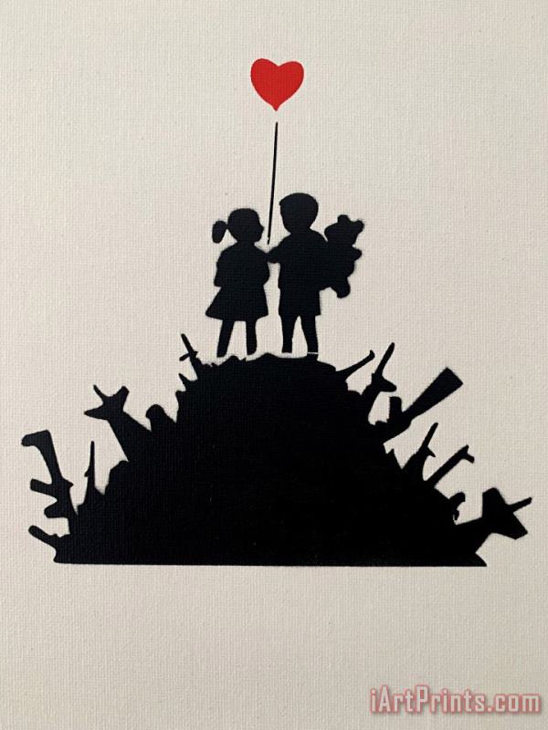 Dismaland Kids with Weapons with Coa, 2015 painting - Banksy Dismaland Kids with Weapons with Coa, 2015 Art Print