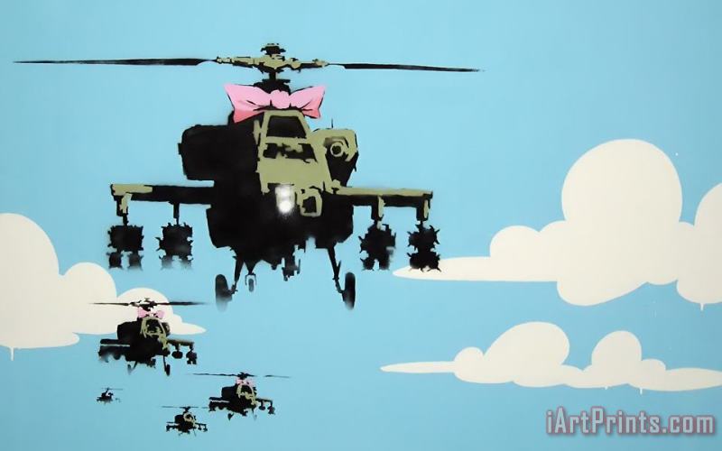 Helicopter painting - Banksy Helicopter Art Print