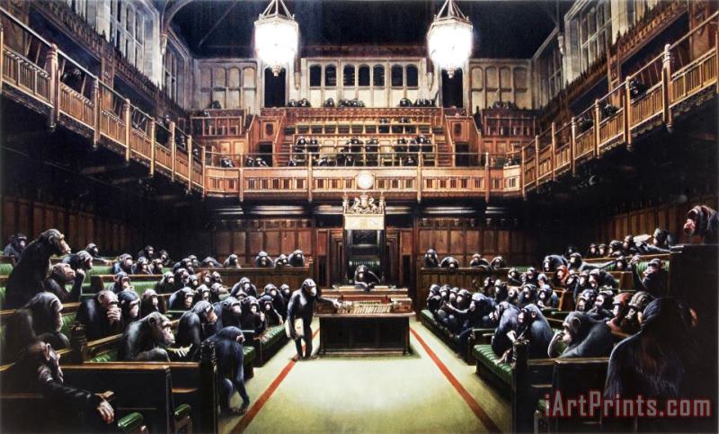 Monkey Parliament, 2009 painting - Banksy Monkey Parliament, 2009 Art Print