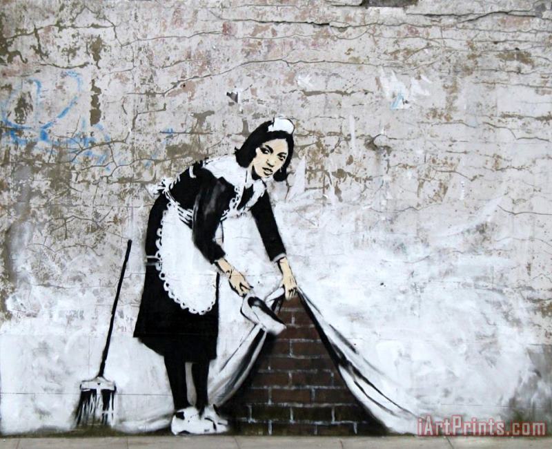 Sweep It Maid painting - Banksy Sweep It Maid Art Print