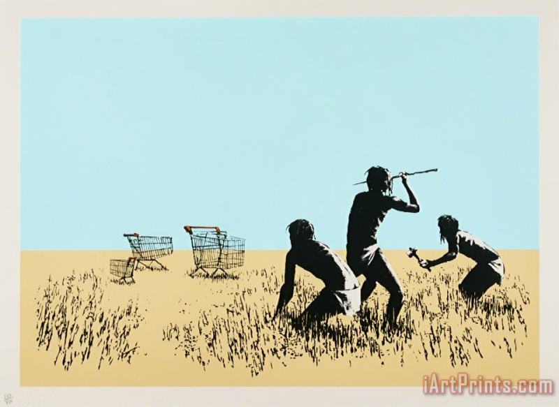 Banksy Trolleys (colour), 2007 Art Painting