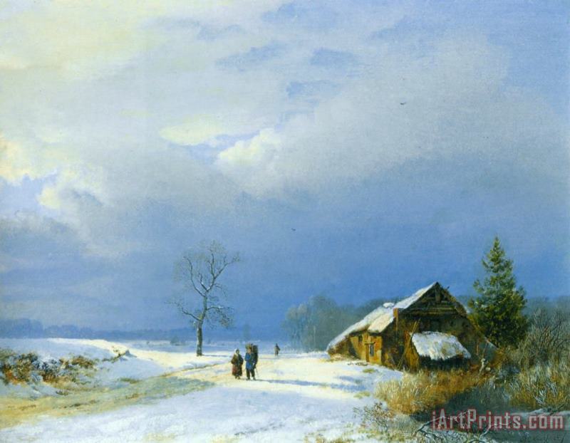 Winter in Het Gool painting - Barend Cornelis Koekkoek Winter in Het Gool Art Print