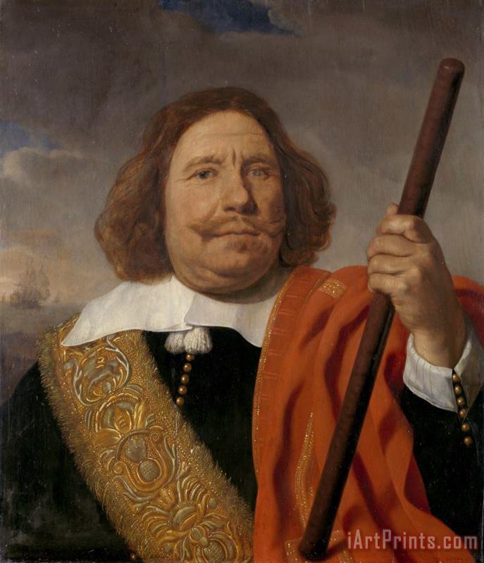 Bartholomeus Van Der Helst Portrait of Egbert Meeuwsz Cortenaer, Lieutenant Admiral of The Meuse Art Painting