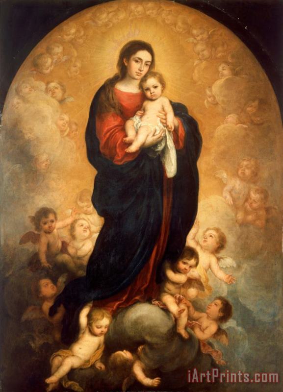 Virgin And Child in Glory painting - Bartolome Esteban Murillo Virgin And Child in Glory Art Print