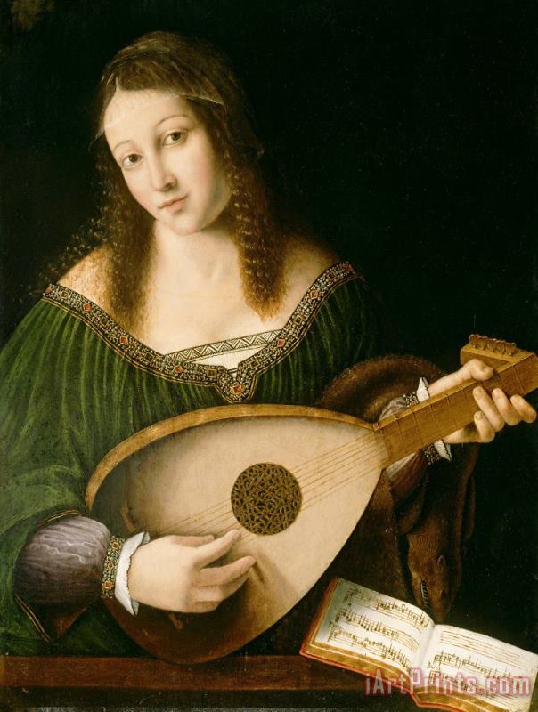Lady Playing a Lute painting - Bartolomeo Veneto Lady Playing a Lute Art Print