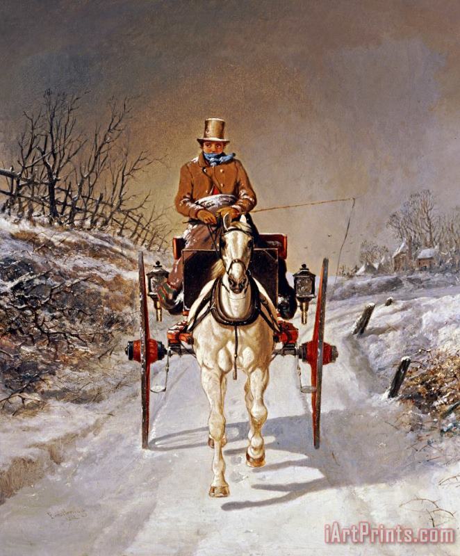 A Winter's Drive painting - Benjamin Herring II A Winter's Drive Art Print
