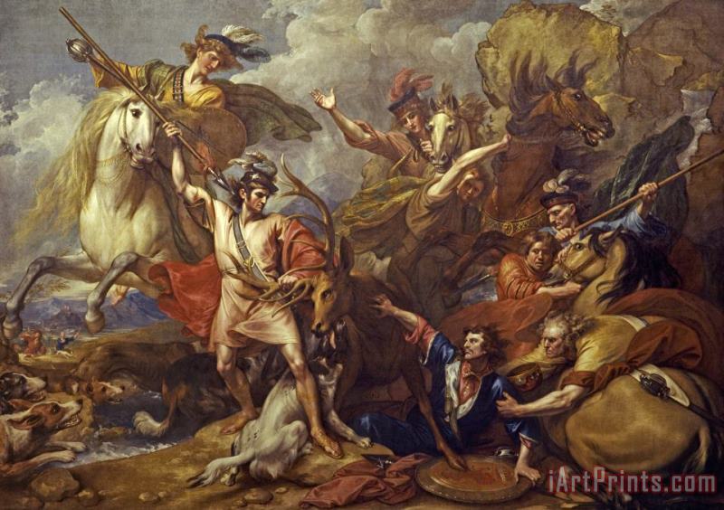 Benjamin West Alexander III of Scotland Rescued From The Fury of a Stag by The Intrepidity of Colin Fitzgerald ('the Death of The Stag') Art Print