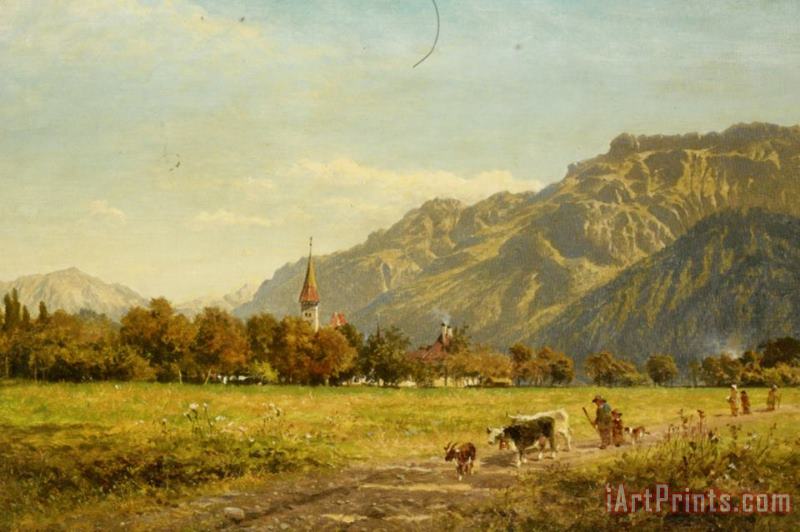 A Fine Autumn Day at Interlaken painting - Benjamin Williams Leader A Fine Autumn Day at Interlaken Art Print
