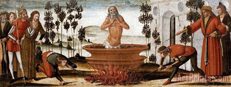 Benvenuto di Giovanni Saint John The Evangelist in a Vat of Boiling Oil: a Predella Panel Art Painting