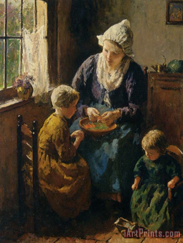 Mothers Little Helpers painting - Bernard Jean Corneille Pothast Mothers Little Helpers Art Print