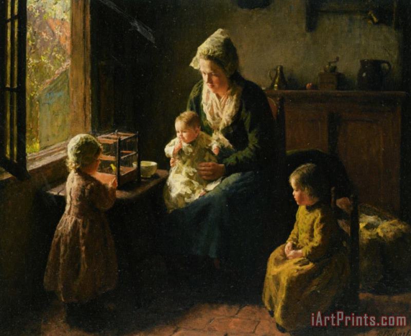 Watching The Canary painting - Bernard Jean Corneille Pothast Watching The Canary Art Print
