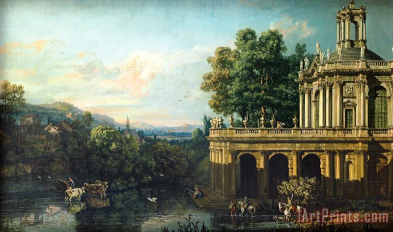 Bernardo Bellotto Architectural Caprice with a Palace Art Painting