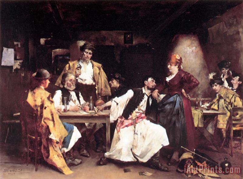 Bertalan De Karlovsky In The Tavern Art Print