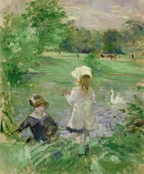Berthe Morisot Beside a Lake painting