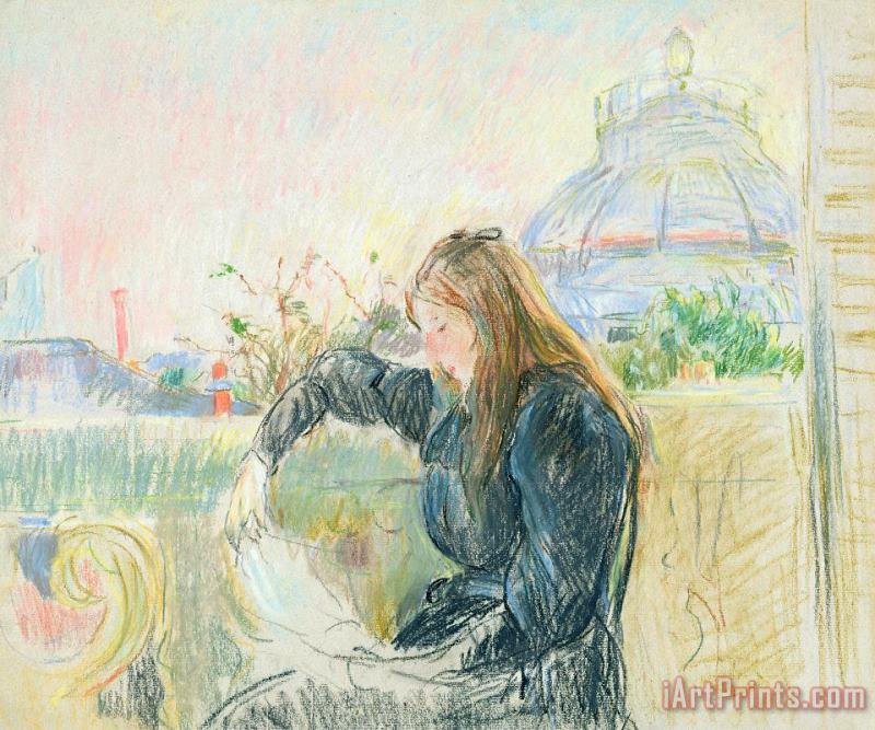 On The Balcony painting - Berthe Morisot On The Balcony Art Print