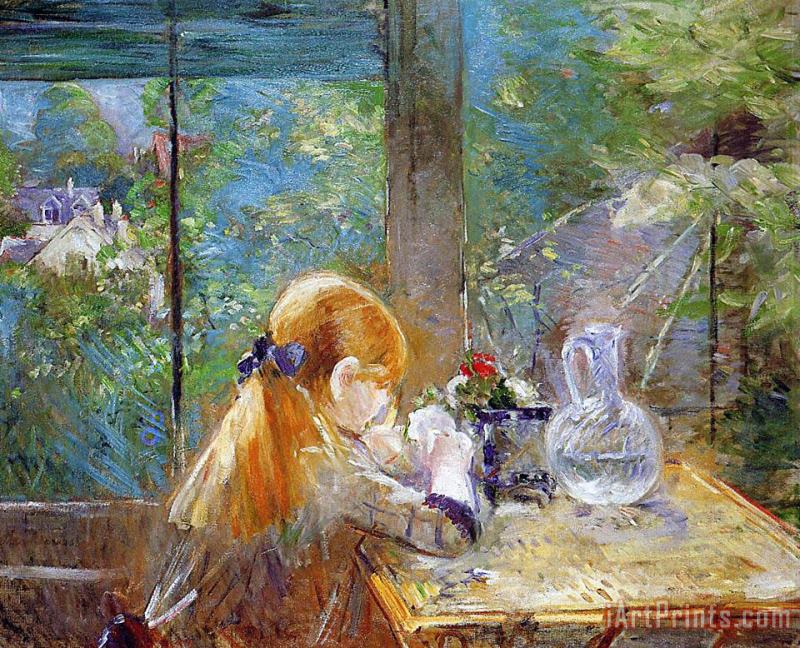 Berthe Morisot Red-haired girl sitting on a veranda Art Painting