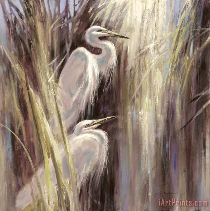 Seaside Egrets painting - Brent Heighton Seaside Egrets Art Print