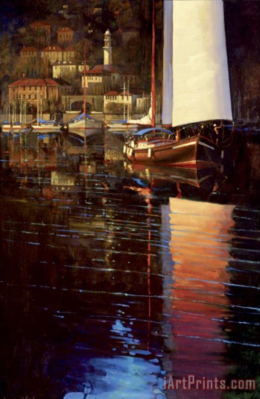 brent lynch Lake Como Sunset Sail Art Painting