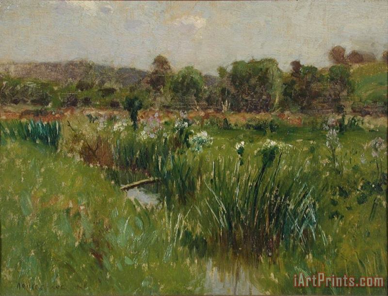 Bruce Crane Landscape with Wild Irises Art Painting