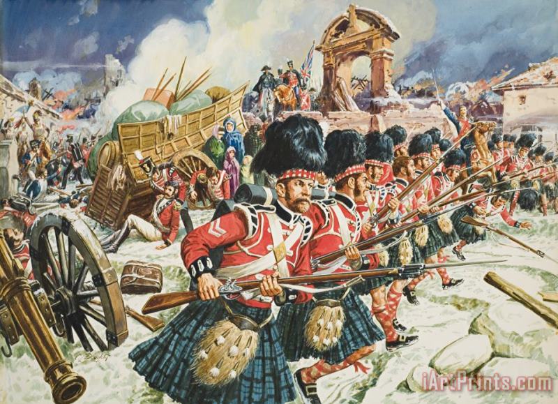 Defence of Corunna painting - C L Doughty Defence of Corunna Art Print