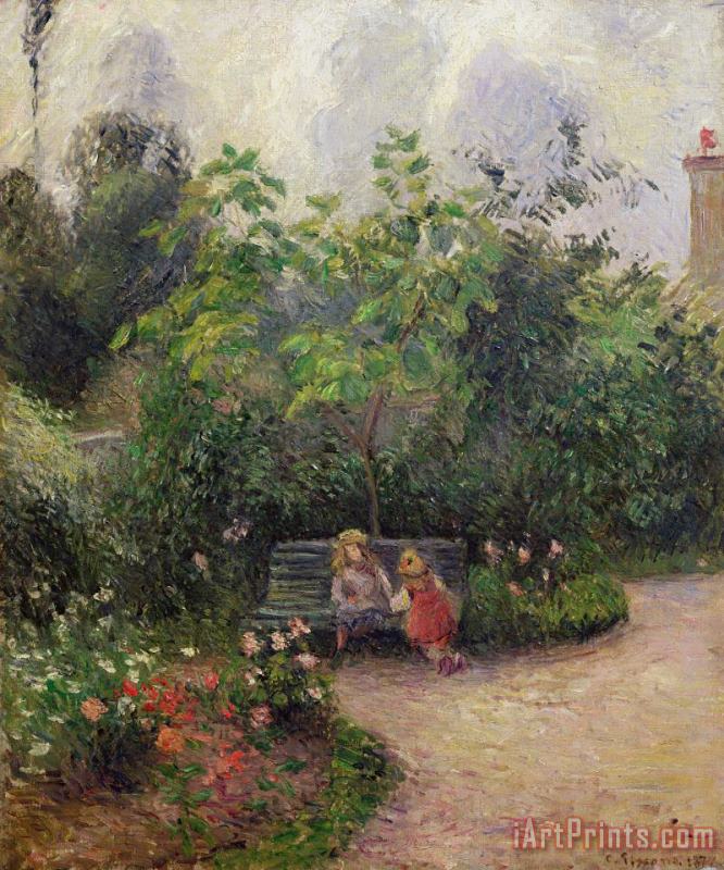 A Corner of The Garden at The Hermitage, Pontoise painting - Camille Pissarro A Corner of The Garden at The Hermitage, Pontoise Art Print