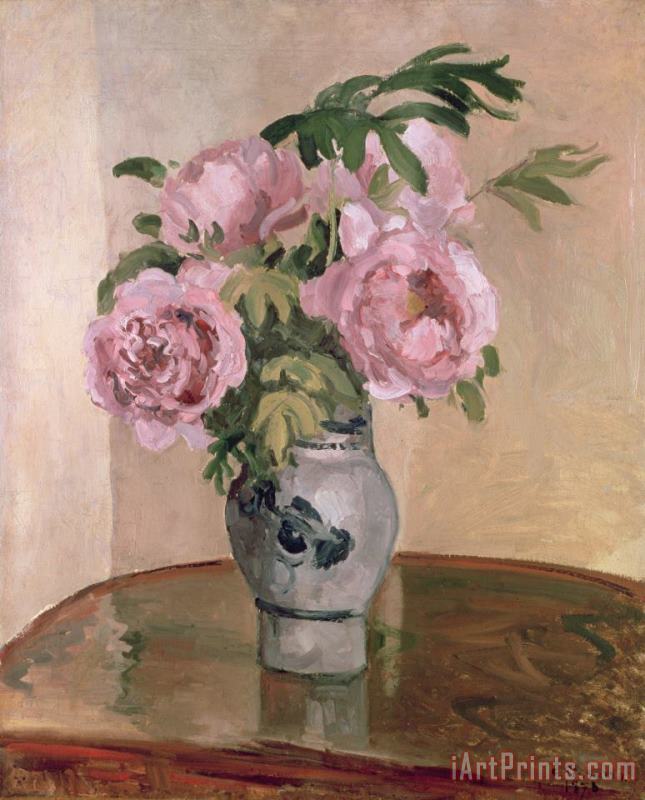 Camille Pissarro A Vase of Peonies Art Print
