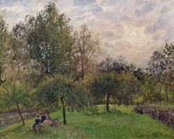 Camille Pissarro Apple Trees and Poplars in the Setting Sun painting