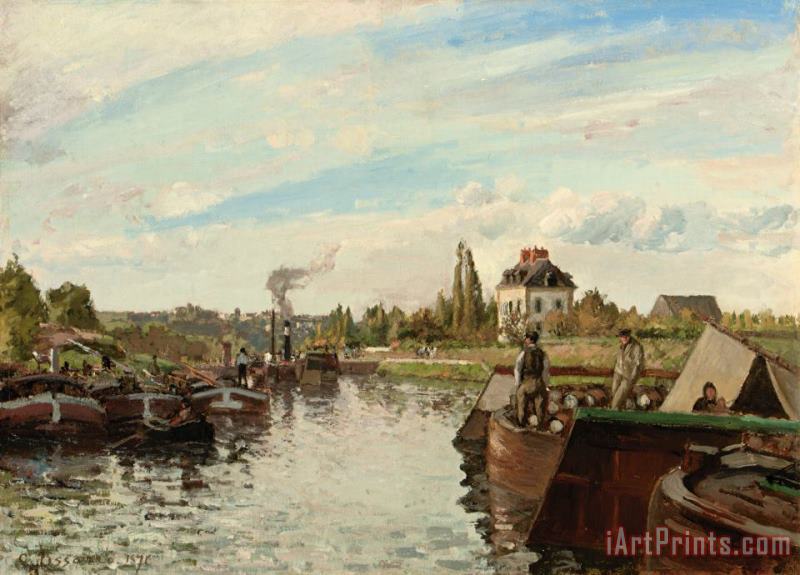 Barge on the Seine at Bougival painting - Camille Pissarro Barge on the Seine at Bougival Art Print