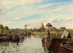 Camille Pissarro Barge on the Seine at Bougival painting