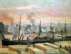 Camille Pissarro Boats Unloading Wood painting