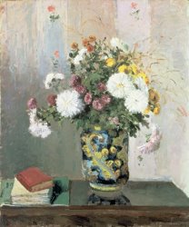 Camille Pissarro Chrysanthemums in a Chinese Vase painting