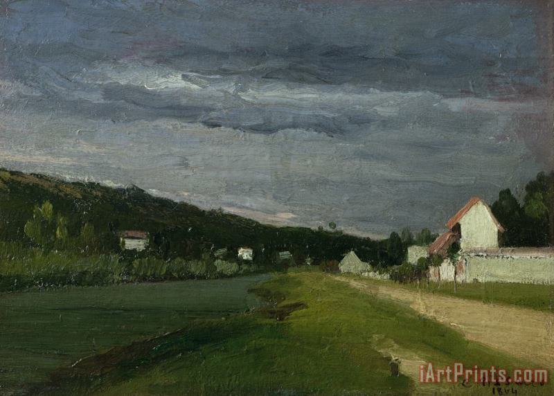 Camille Pissarro Landscape with Stormy Sky Art Painting