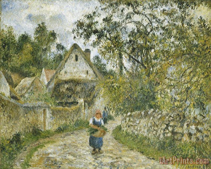 Camille Pissarro Le Chemin De Hameau Chaumieres Au Valhermeil Art Print
