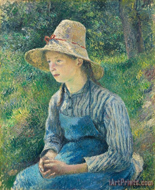 Peasant Girl With A Straw Hat painting - Camille Pissarro Peasant Girl With A Straw Hat Art Print