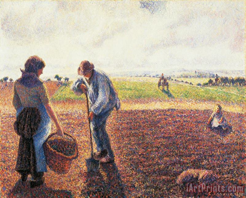 Camille Pissarro Peasants In The Field Eragny Art Painting