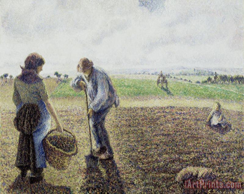 Camille Pissarro Peasants in The Fields, Eragny Art Print