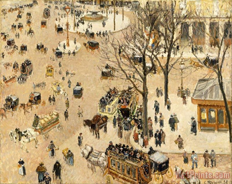 Camille Pissarro Place Du Theatre Francais Art Print